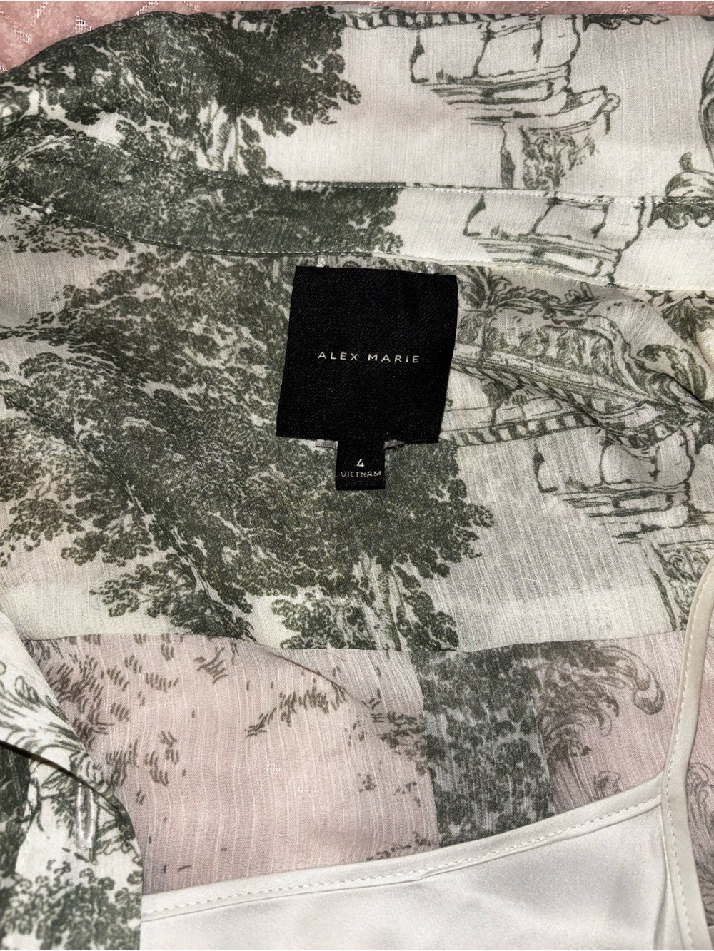 Alex Marie White and Sage Green Printed High-Low Shirt Dress - Picture 9 of 12